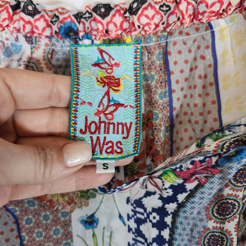 Johnny Was Garden Patchwork Cold Shoulder Blouse … - image 4